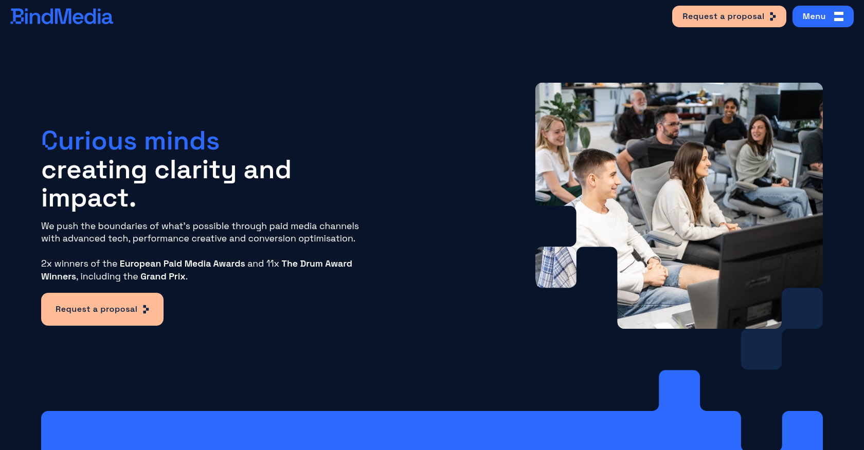 Bind Media's homepage
