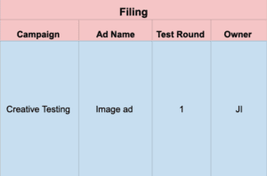Creative Testing Framework - Filling Section